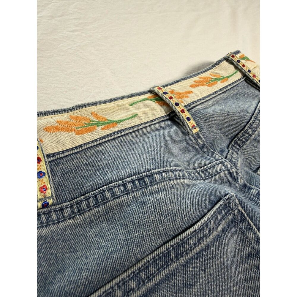 Tory Burch Amy Embroidered Ribbon Flare Jeans Button Fly Light Wash Size 24 EUC - Picture 7 of 15